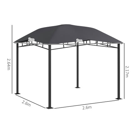 3x3 Metre Outdoor Gazebo Canopy Tent with Steel Frame - Grey