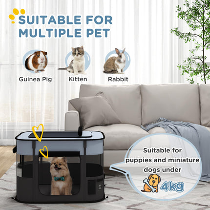 Foldable Portable Dog Pen with Storage Bag and Ground Stakes for Indoor Outdoor Use - Grey