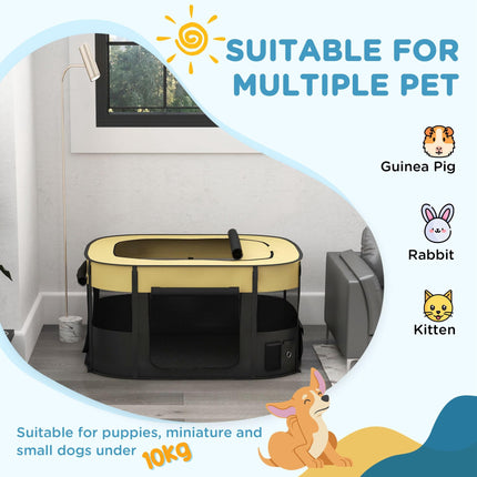 Foldable Portable Dog Pen with Storage Bag and Ground Stakes for Indoor Outdoor Use - Yellow