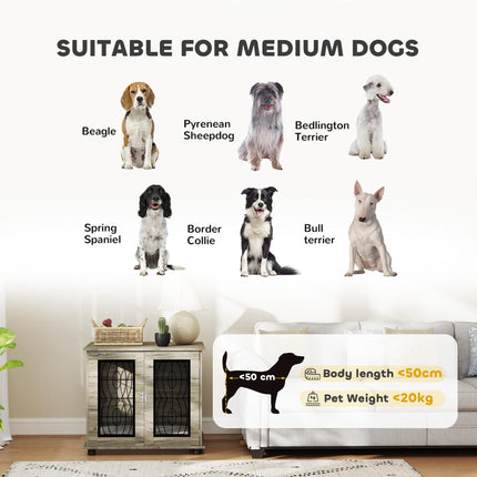 Indoor Dog Crate Furniture End Table with Washable Cushion Lockable Door for Medium Dogs - Black