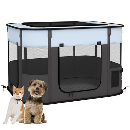 Foldable Small Dog Pen with Storage Bag for Indoor and Outdoor Use - Grey