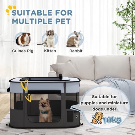 Foldable Small Dog Pen with Storage Bag for Indoor and Outdoor Use - Grey