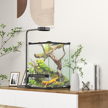 12L Vivarium for Lizards, Frogs, Snakes, Turtles & Tortoises with Anti-Escape Design and Ventilation - Black