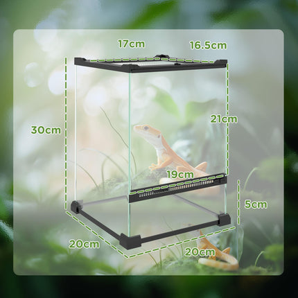 12L Vivarium for Lizards, Frogs, Snakes, Turtles & Tortoises with Anti-Escape Design and Ventilation - Black