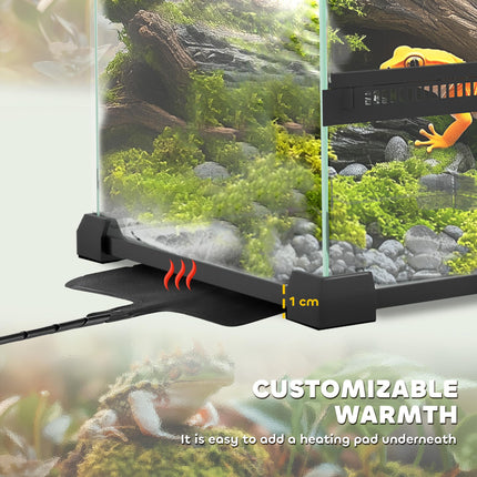 12L Vivarium for Lizards, Frogs, Snakes, Turtles & Tortoises with Anti-Escape Design and Ventilation - Black