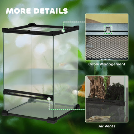 12L Vivarium for Lizards, Frogs, Snakes, Turtles & Tortoises with Anti-Escape Design and Ventilation - Black