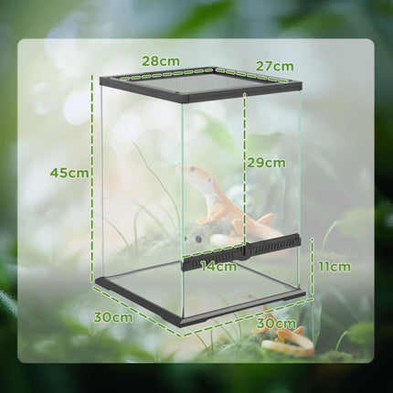 40L Vivarium for Lizards, Frogs, Snakes, Turtles, Tortoises with Anti-Escape Ventilation - Black