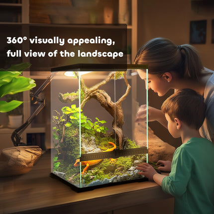 40L Vivarium for Lizards, Frogs, Snakes, Turtles, Tortoises with Anti-Escape Ventilation - Black