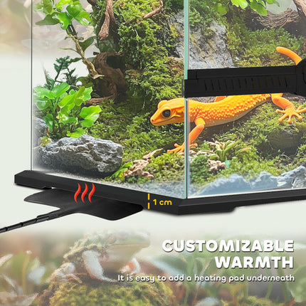 40L Vivarium for Lizards, Frogs, Snakes, Turtles, Tortoises with Anti-Escape Ventilation - Black