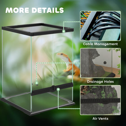 40L Vivarium for Lizards, Frogs, Snakes, Turtles, Tortoises with Anti-Escape Ventilation - Black