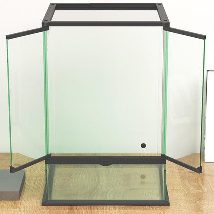 40L Vivarium for Lizards, Frogs, Snakes, Turtles, Tortoises with Anti-Escape Ventilation - Black