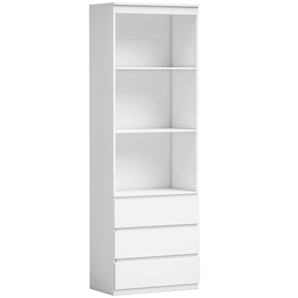 180cm Tall Bookcase with Shelves and Drawers - White