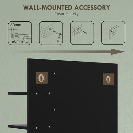Bamboo Panel Bathroom Mirror with Four Shelves - Black