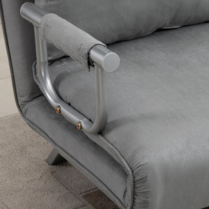 Two-Seater Click-Clack Sofa Bed with Pillows - Light Grey