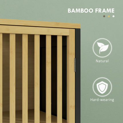 Bamboo-Blend Retro Cut-Out Under Sink Cabinet with Adjustable Shelves - Black Natural