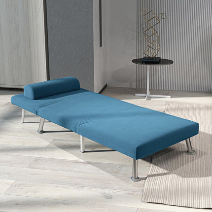 Single Velvet-Feel 3-in-1 Sleeper Chair with Adjustable Backrest - Blue