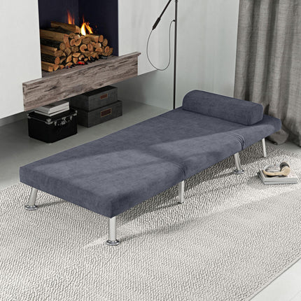 Single Velvet-Feel Sleeper Chair with Adjustable Recline - Charcoal Grey