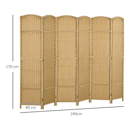6 Panel Folding Room Divider, Freestanding Privacy Screen for Living Room, Bedro