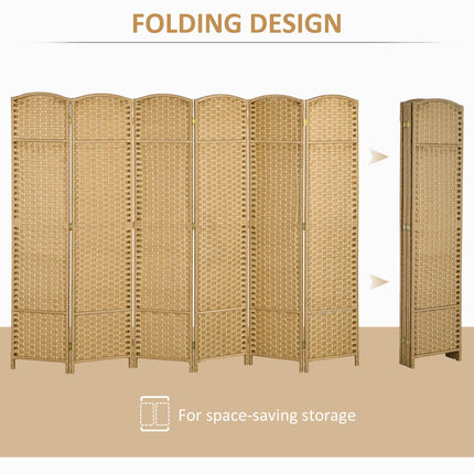 6 Panel Folding Room Divider, Freestanding Privacy Screen for Living Room, Bedro