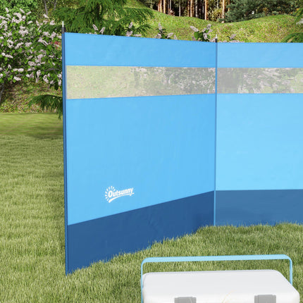Beach Windbreaker with Clear Window for Sun and Wind Protection - Blue