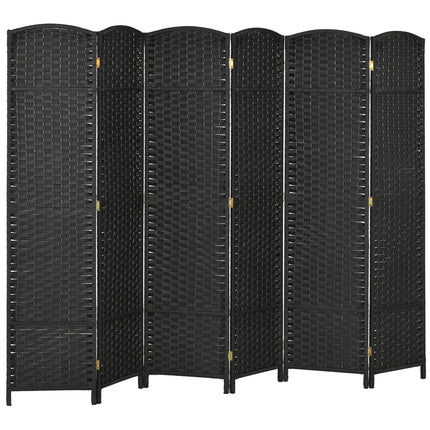6 Panel Folding Room Divider, Freestanding Privacy Screen for Living Room, Bedroom and Office, 240 x 170cm, Black