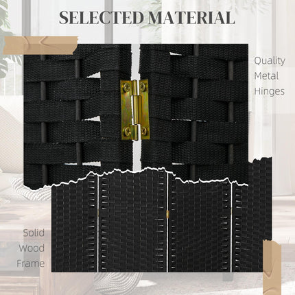 6 Panel Folding Room Divider, Freestanding Privacy Screen for Living Room, Bedroom and Office, 240 x 170cm, Black