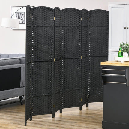 6 Panel Folding Room Divider, Freestanding Privacy Screen for Living Room, Bedroom and Office, 240 x 170cm, Black