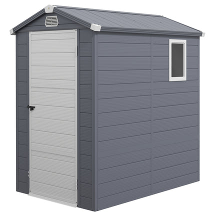 4.4ft x 6.2ft Aluminium Frame Garden Storage Shed with Foundation - Grey