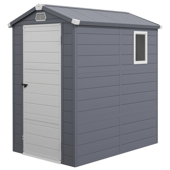 4.4ft x 6.2ft Aluminium Frame Garden Storage Shed with Foundation - Grey