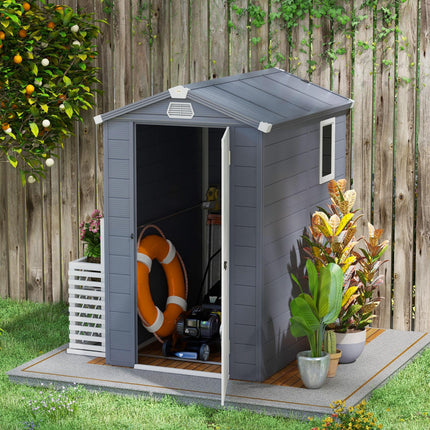 4.4ft x 6.2ft Aluminium Frame Garden Storage Shed with Foundation - Grey
