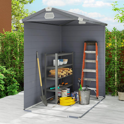 4.4ft x 6.2ft Aluminium Frame Garden Storage Shed with Foundation - Grey