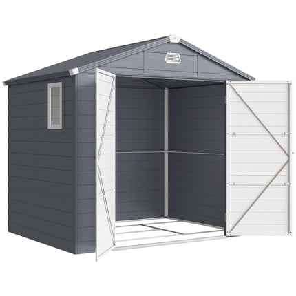 7.9ft x 6.2ft Aluminium Frame Garden Storage Shed with Foundation - Grey