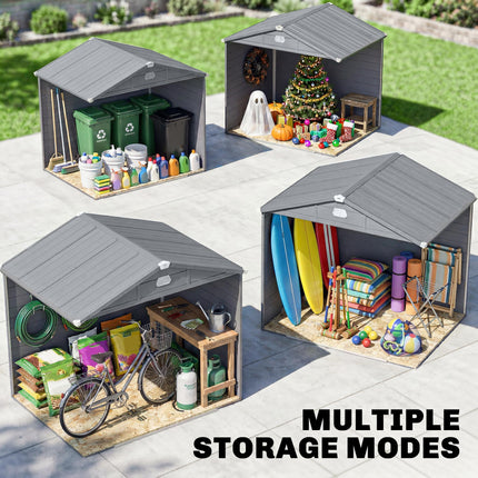 7.9ft x 6.2ft Aluminium Frame Garden Storage Shed with Foundation - Grey