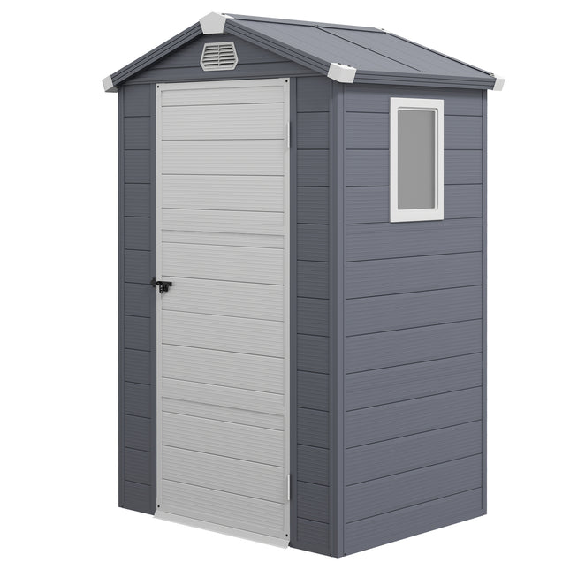 4.4ft x 3.3ft Aluminium Frame Plastic Wall Garden Shed with Foundation - Grey