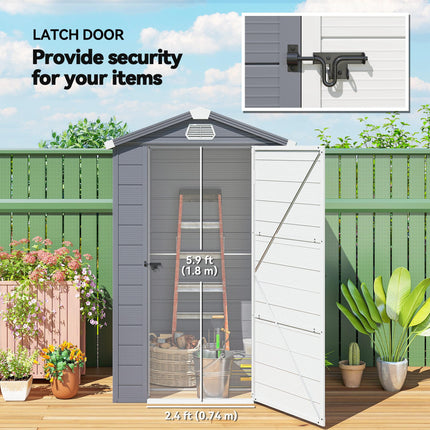 4.4ft x 3.3ft Aluminium Frame Plastic Wall Garden Shed with Foundation - Grey