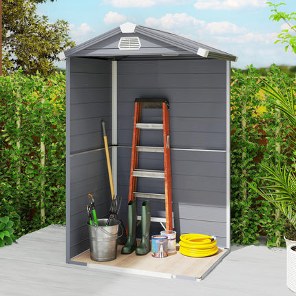 4.4ft x 3.3ft Aluminium Frame Plastic Wall Garden Shed with Foundation - Grey