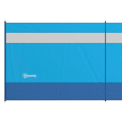 Camping Windbreaker 725 x 140cm with Clear Windows, Steel Poles & Carry Bag for Beach Caravan Campervan - Blue