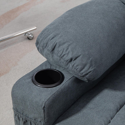 Oversized Power Lift Riser Recliner Chair with Dual Cup Holders - Grey Linen Look