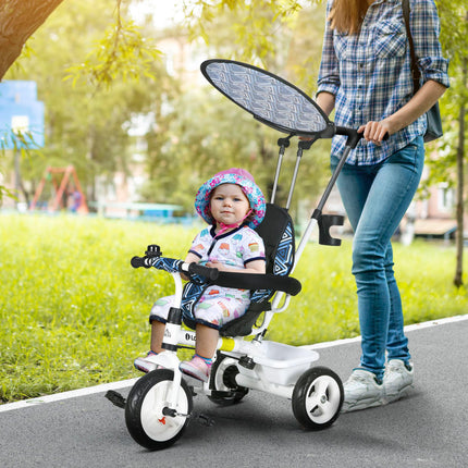 6 in 1 Kids Tricycle with 5-Point Harness and Removable Canopy - Blue