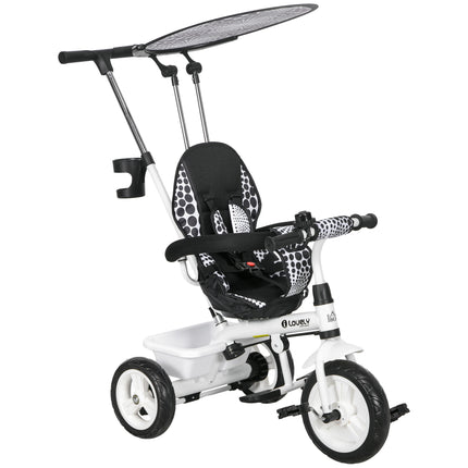 6 in 1 Kids Tricycle with 5-Point Harness & Removable Canopy - White