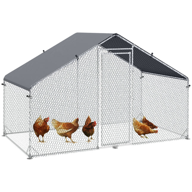 Large Chicken Coop, Galvanised Walk In Chicken Coop Hen House w/ Water-Resist Coop Galvanised Walk In Chicken Coop Hen House W Water Resist Co