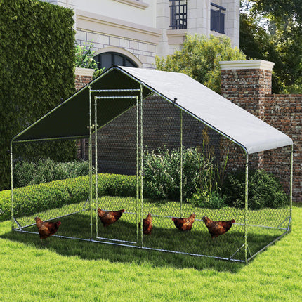 Large Chicken Coop, Galvanised Walk In Chicken Coop Hen House w/ Water-Resist Coop Galvanised Walk In Chicken Coop Hen House W Water Resist Co