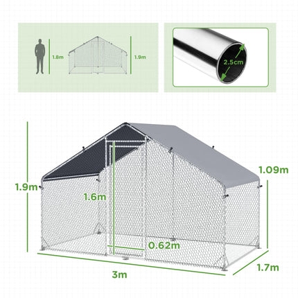 Large Chicken Coop, Galvanised Walk In Chicken Coop Hen House w/ Water-Resist Coop Galvanised Walk In Chicken Coop Hen House W Water Resist Co