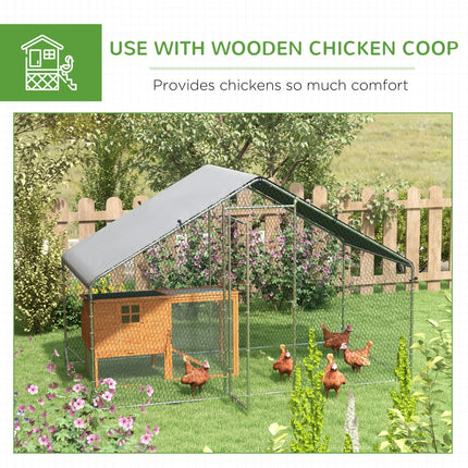 Large Chicken Coop, Galvanised Walk In Chicken Coop Hen House w/ Water-Resist Coop Galvanised Walk In Chicken Coop Hen House W Water Resist Co