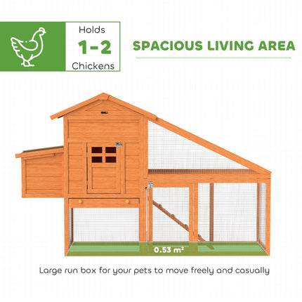 Wooden Chicken Coop with Run, Nesting Box, Slide-out Tray, Ramp & Perches 179x67x115cm - Orange