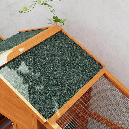 Wooden Chicken Coop with Run, Nesting Box, Slide-out Tray, Ramp & Perches 179x67x115cm - Orange