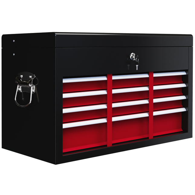 Six Drawer Steel Tool Storage Chest with Lock and Keys - Red