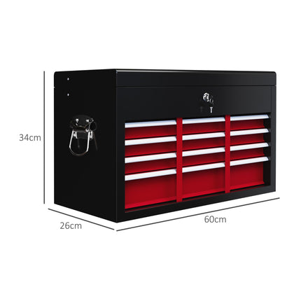 Six Drawer Steel Tool Storage Chest with Lock and Keys - Red
