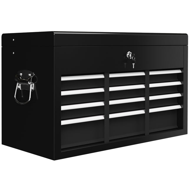 Steel Six Drawer Lockable Tool Storage Chest with Keys - Black
