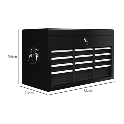 Steel Six Drawer Lockable Tool Storage Chest with Keys - Black
